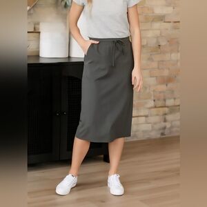 Inherit Dusty Olive Jordan Knit Midi Skirt, Size XL, NWT